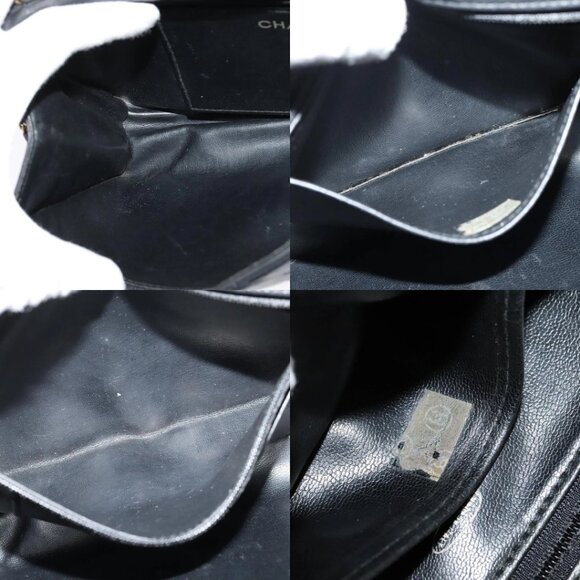 CHANEL Matelasse Chain Shoulder Bag Lamb Skin Black Gold CC Auth PP673 - Picture 13 of 14